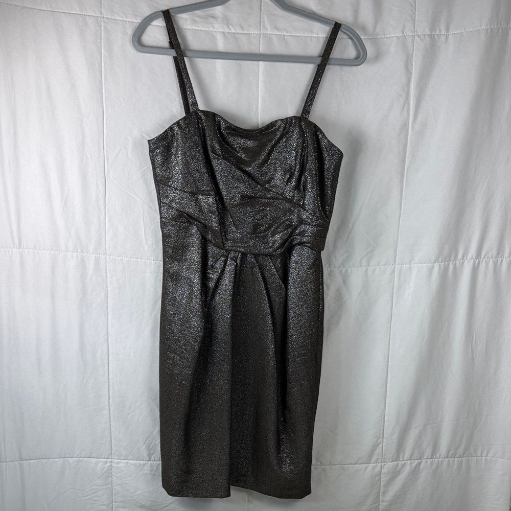 Tahari Metallic Shimmer Dress Petite 8 Spaghetti‎ Strap